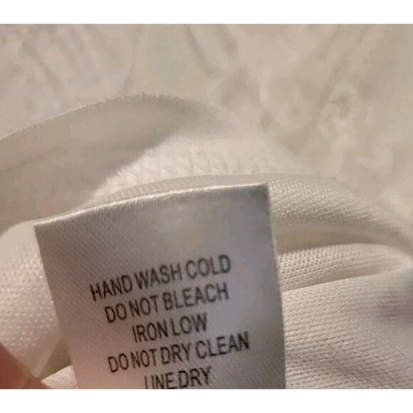 New White Chiffon Lace Ruffle Bow Neck Artsy Western Button Up Top Sz M - Picture 10 of 10